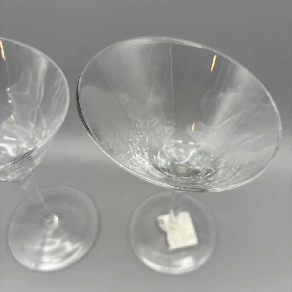 PIER 1 Angled Rim Crackle Martini Glasses 7.25